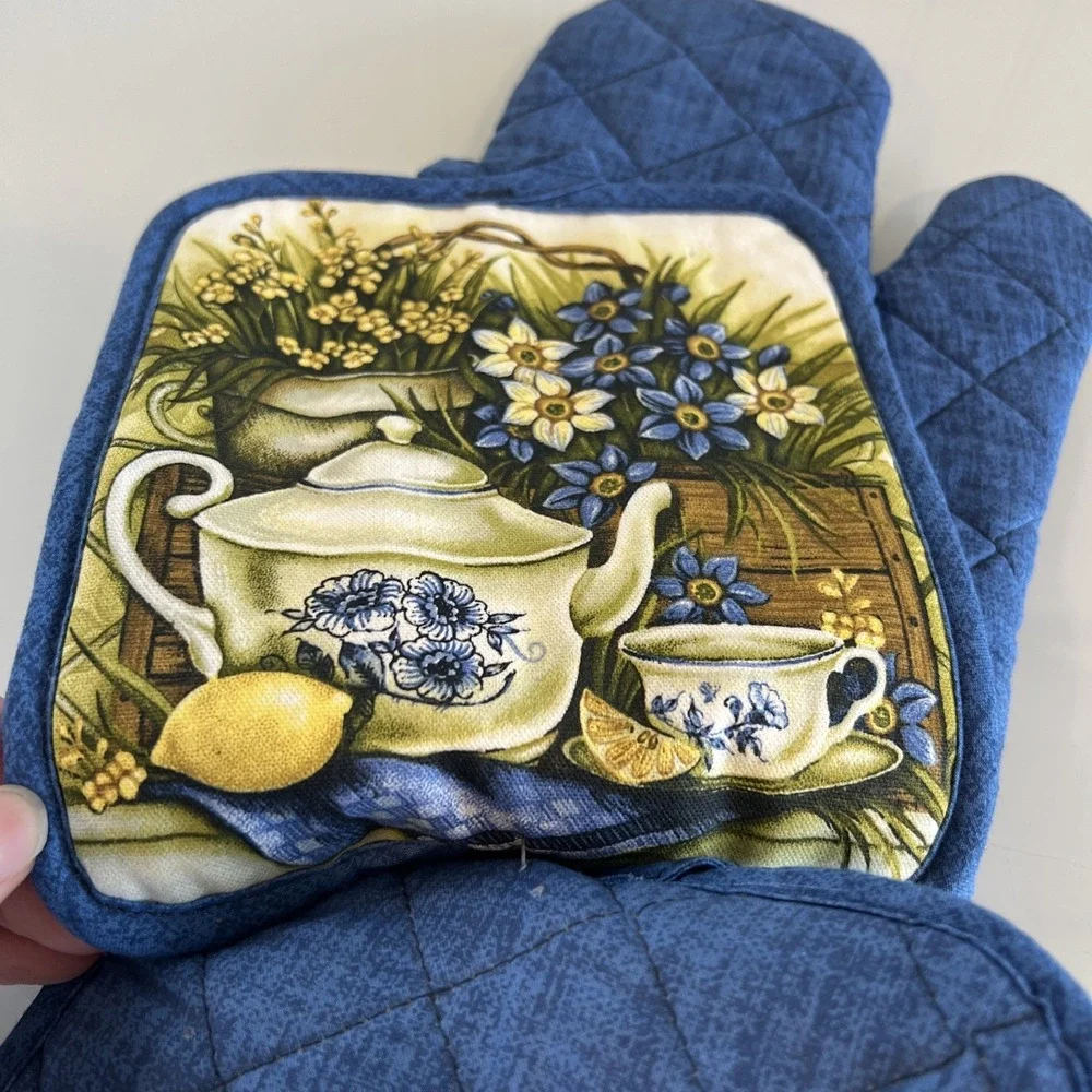 Kitchen Pot Holder  Oven Mitt‎ Set Vintage Franco Teapot